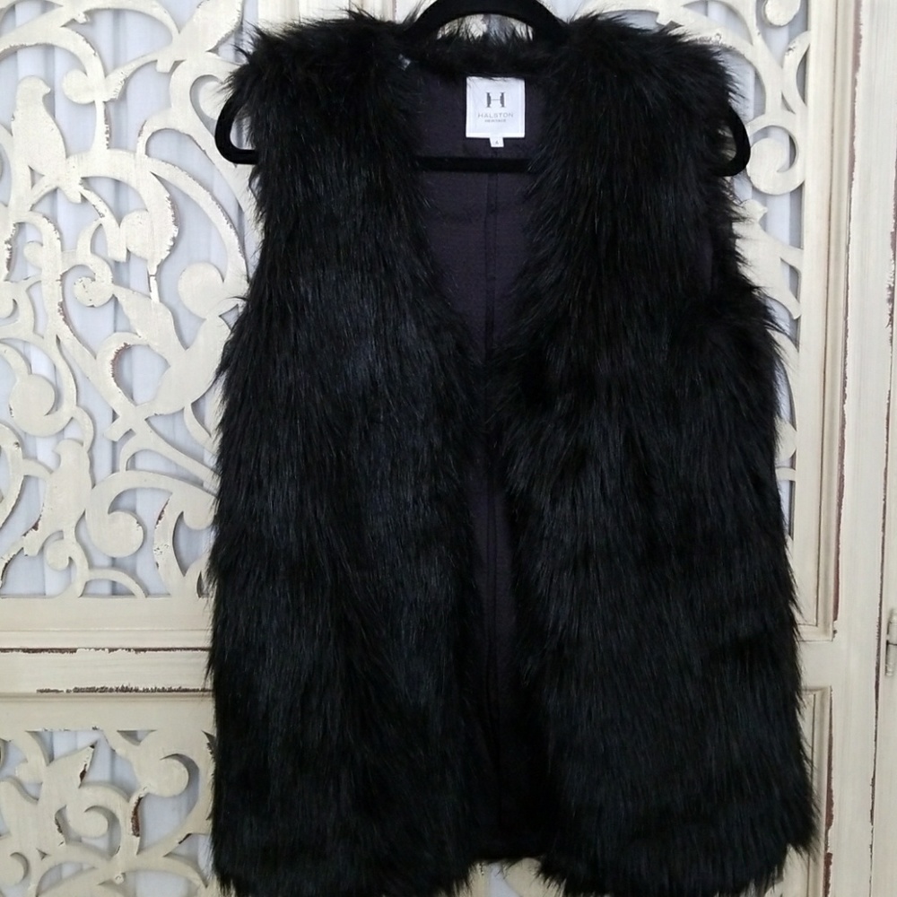 Long Faux Fur Vest by Halston Heritage